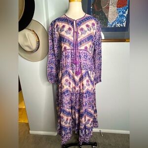 “Blue Boheme” India cotton Blockprint Dress